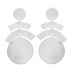 Silver disc minimalist earring